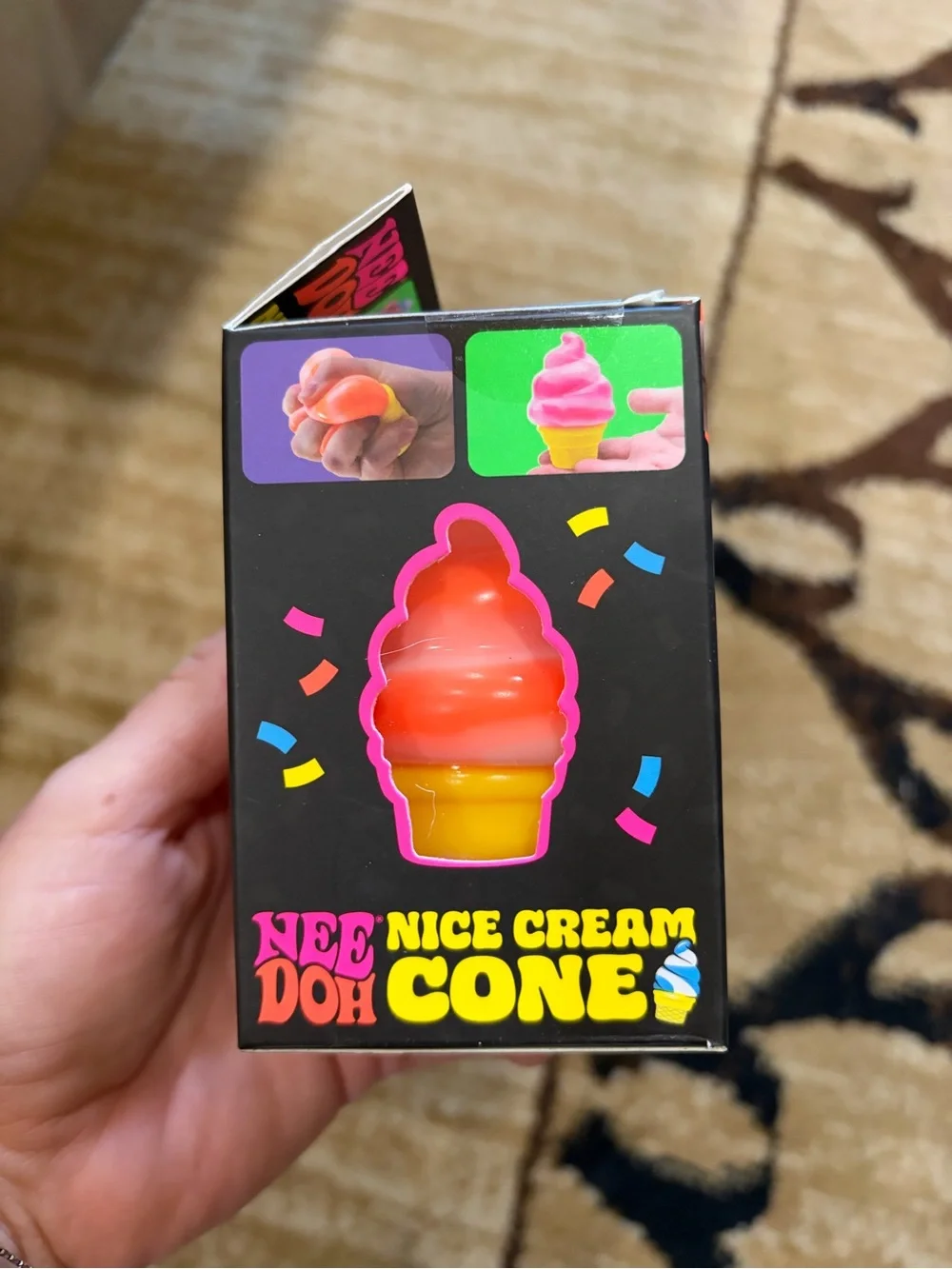 NeeDoh Nice Cream Cone Squishy Toy - Orange & Yellow